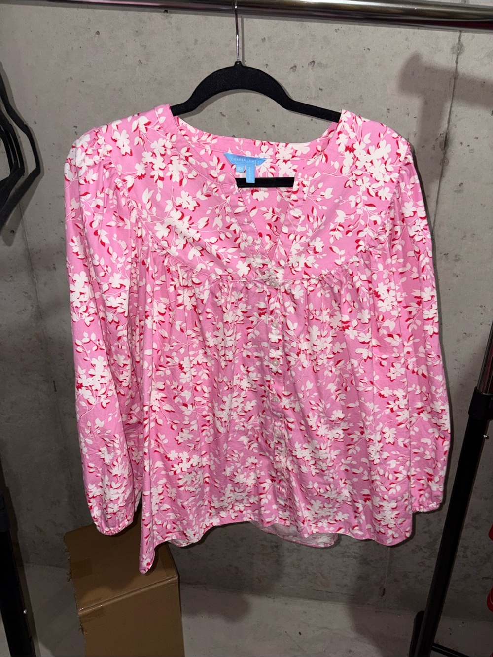 Draper James Pink Floral Puff-Sleeve Blouse